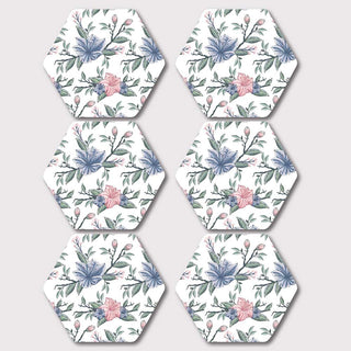Placemats, Coaster and Trivet Set - White Floral Pattern
