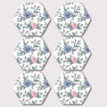 Placemats, Coaster and Trivet Set - White Floral Pattern