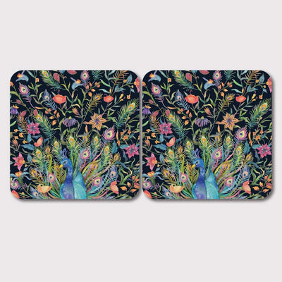 Placemats, Coaster and Trivet Set - Peacock Pattern
