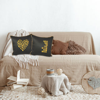 Love Art Black Cushion Cover - Gold Print